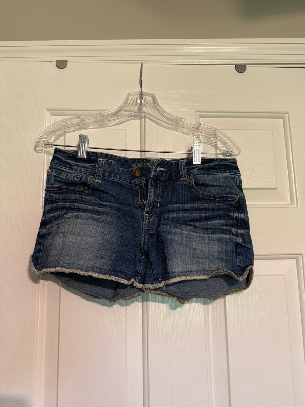 Express Dark Blue Distressed Denim Shorts